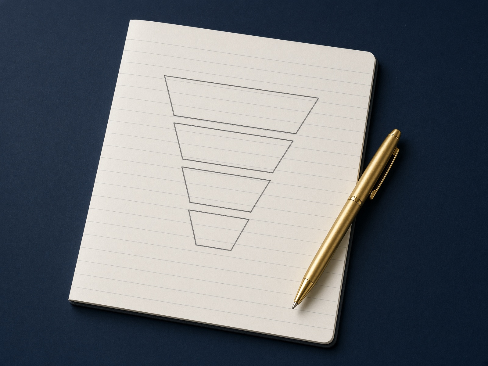 Cuaderno con cuatro pasos, sin texto